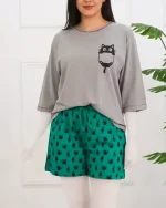 ست تیشرت و شلوارک زنانه گربه 1242