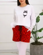 ست تیشرت و شلوارک زنانه گربه 1242 - Image 7