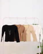 کراپ آستین بلند زنجیر دار زنانه 1168 - Image 5