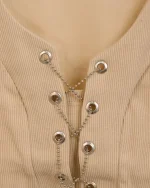 کراپ آستین بلند زنجیر دار زنانه 1168 - Image 3