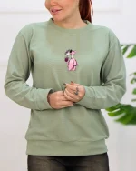 بلوز آستين بلند پلنگ صورتی زنانه 1169 - Image 3