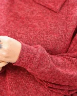 بلوز يقه دراپه بافت آستين كيمونو زنانه 1170 - Image 3