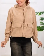 شکت مخمل کبریتی کلاه دار زنانه هانیه 1171