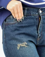 شلوار جین بگ سرمه ای زنانه 1174 - Image 6