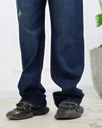 شلوار جین بگ سرمه ای زنانه 1174 - Image 4