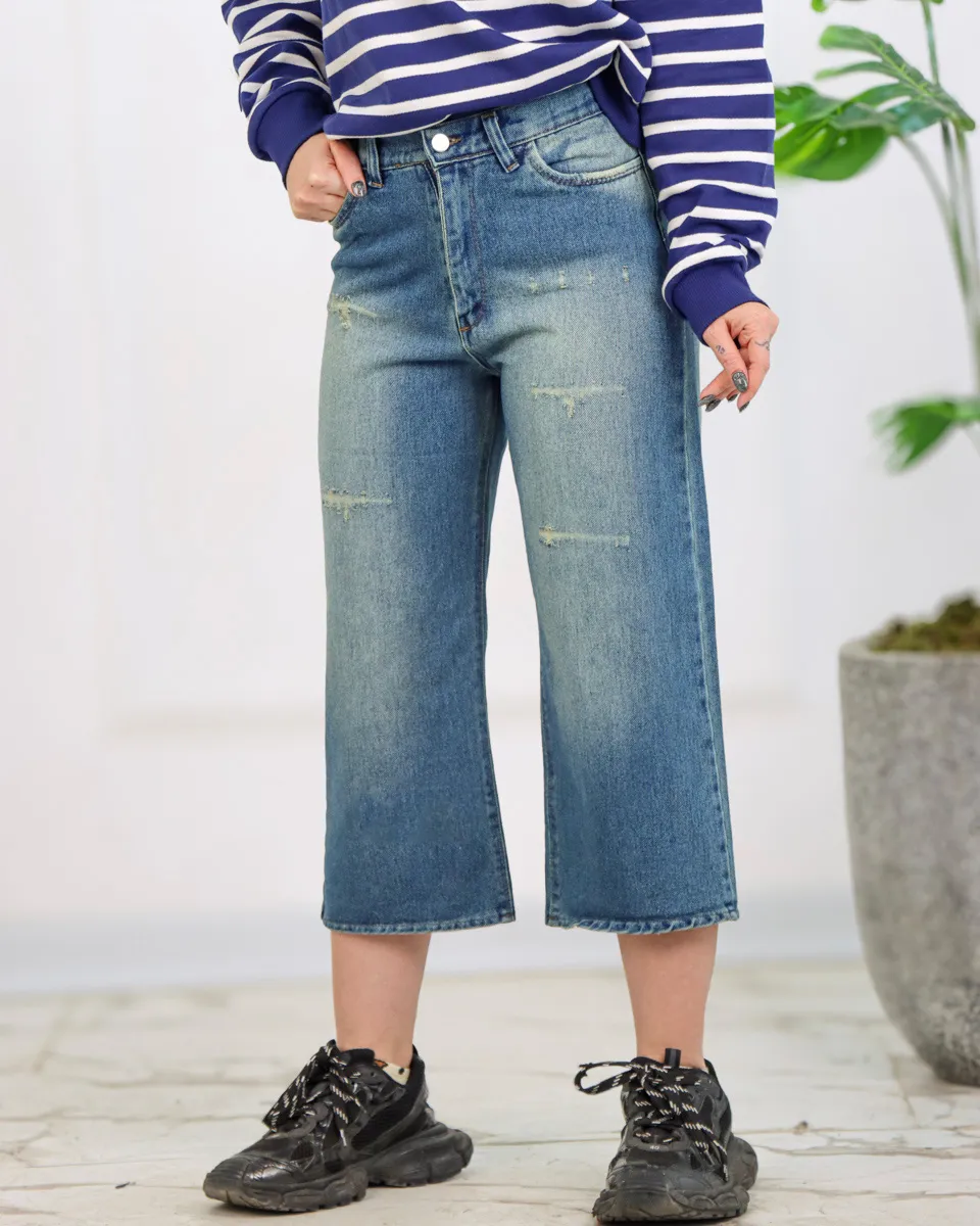 IMG_6936_54_11zon شلوار جين كراپ وايد لگ زنانه تیره 1175 - Image 1