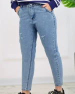 شلوار جين مام زنانه آبی روشن 1183 - Image 4