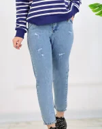 شلوار جين مام زنانه آبی روشن 1183