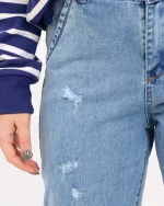 شلوار جين مام زنانه آبی روشن 1183 - Image 6