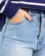 شلوار جين بگ آبی روشن زنانه 1176 - Image 4