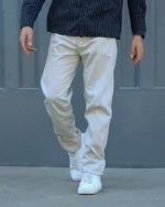 شلوار کتان کج راه کمربند دار مردانه 1189 - Image 6