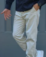 شلوار کتان کج راه کمربند دار مردانه 1189 - Image 7