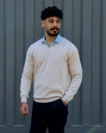 پولیور بافت مردانه کرم 1188 - Image 3