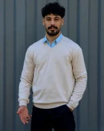 پولیور بافت مردانه کرم 1188