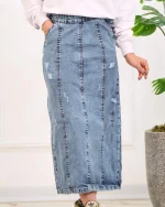 دامن بلند جین زنانه آبی روشن 1210