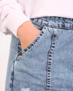 دامن بلند جین زنانه آبی روشن 1210 - Image 2