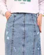 دامن بلند جین زنانه آبی روشن 1210 - Image 4