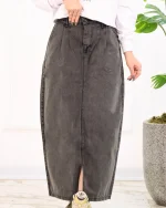 دامن بلند جین زنانه ذغالی 1211 - Image 7