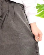 دامن بلند جین زنانه ذغالی 1211 - Image 3