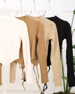 کراپ آستین بلند پایین بندی زنانه 1207 - Image 2