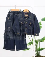 ست کت و شلوار جین بچه‌گانه کارگو کد ۱۲۲۱ - Image 2