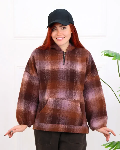 هودی نيم زيپ فوتر زنانه 1235