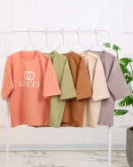 ست تیشرت و شلوار گلکسی طرح گوچی 1244 - Image 2