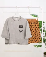 ست تیشرت و شلوارک زنانه گربه 1242 - Image 4