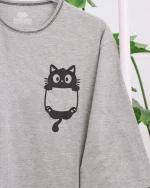 ست تیشرت و شلوارک زنانه گربه 1242 - Image 2