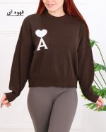 بلوز بافت یقه گرد آستین بلند طرح  قلبی 1265 - Image 2