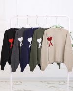 بلوز بافت یقه گرد آستین بلند طرح  قلبی 1265 - Image 6