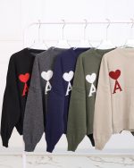 بلوز بافت یقه گرد آستین بلند طرح  قلبی 1265 - Image 8