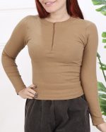 کراپ سوپر پنبه کرکره ای نیم زیپ 1292 - Image 4