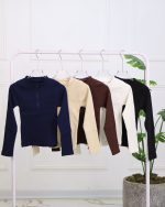 کراپ سوپر پنبه کرکره ای نیم زیپ 1292 - Image 2