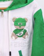 ست سوییشرت کلاهدار نگین دار خرسی بچه گانه 1307 - Image 3