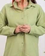 شومیز تک جیب دکمه دار گرم بالا زنانه 1317 - Image 6