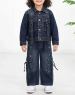 ست کت و شلوار جین بچه‌گانه کارگو کد ۱۲۲۱