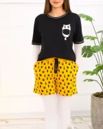 ست تیشرت و شلوارک زنانه گربه 1242 - Image 6