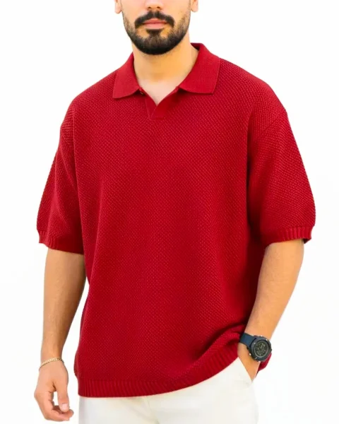 تی شرت آستين كوتاه بافت یقه دارمردانه 1241