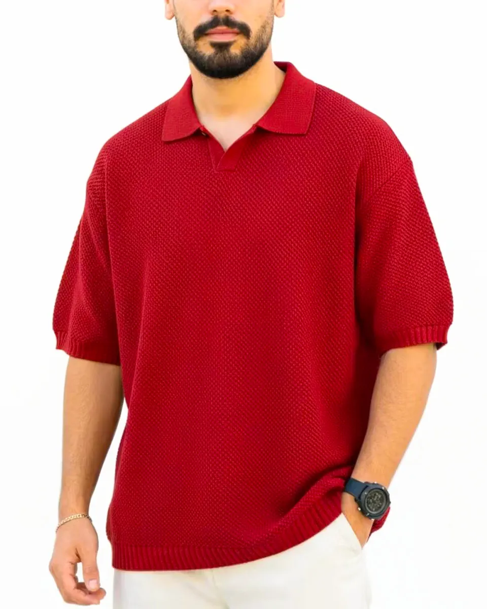 c71ffca3-b19e-483d-8d09-c42c774c4178_13_11zon_8_11zon تی شرت آستين كوتاه بافت یقه دارمردانه 1241 - Image 1