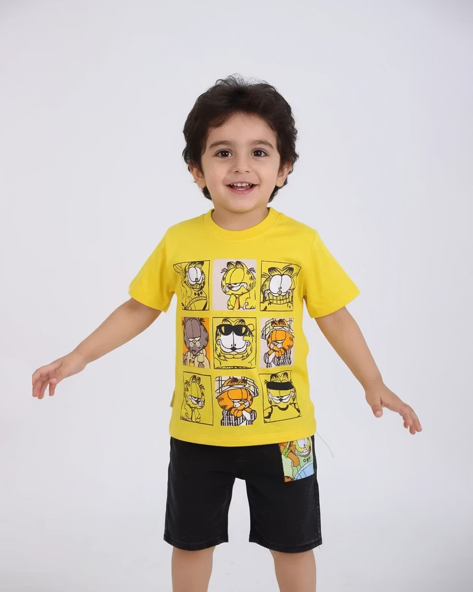 01615322-4bc6-481d-a552-99870e505bcc_15_11zon ست تیشرت وشلوارک چاپی گارفیلد پسرانه 1349 - Image 1