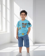 ست تیشرت وشلوارک چاپی تدی 1344 - Image 2