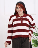 بلوز رینگی یقه دار دو دکمه زنانه 1382 - Image 3