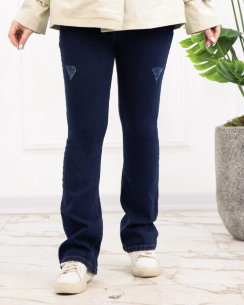 شلوار جین بوت کات زاپدار زنانه آبی تیره 1439