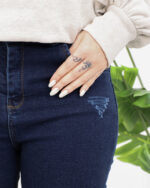 شلوار جین بوت کات زاپدار زنانه آبی تیره 1439 - Image 5