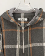 هودی پشمی نیم زیپ چهارخانه 1452 - Image 5