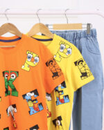 ست تیشرت وشلوارک  چاپی حروف 1346 - Image 4