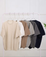 تیشرت آستین کوتاه بافت طرح مربعی 1329 - Image 4