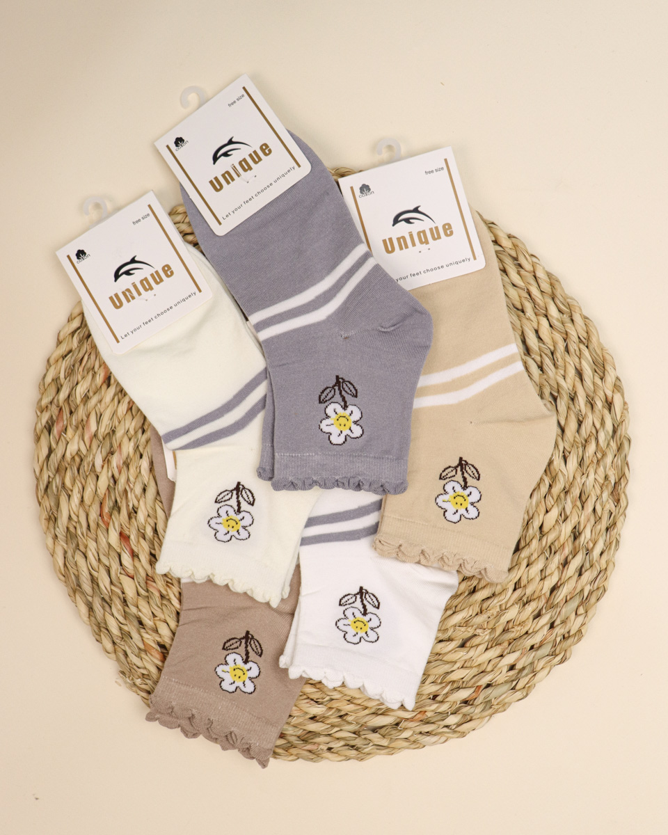 IMG_9429 جوراب نیم ساق طرحدار گل زنانه 1354 - Image 1