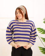 بلوز بافت یقه گرد رینگی زنانه 1370 - Image 3